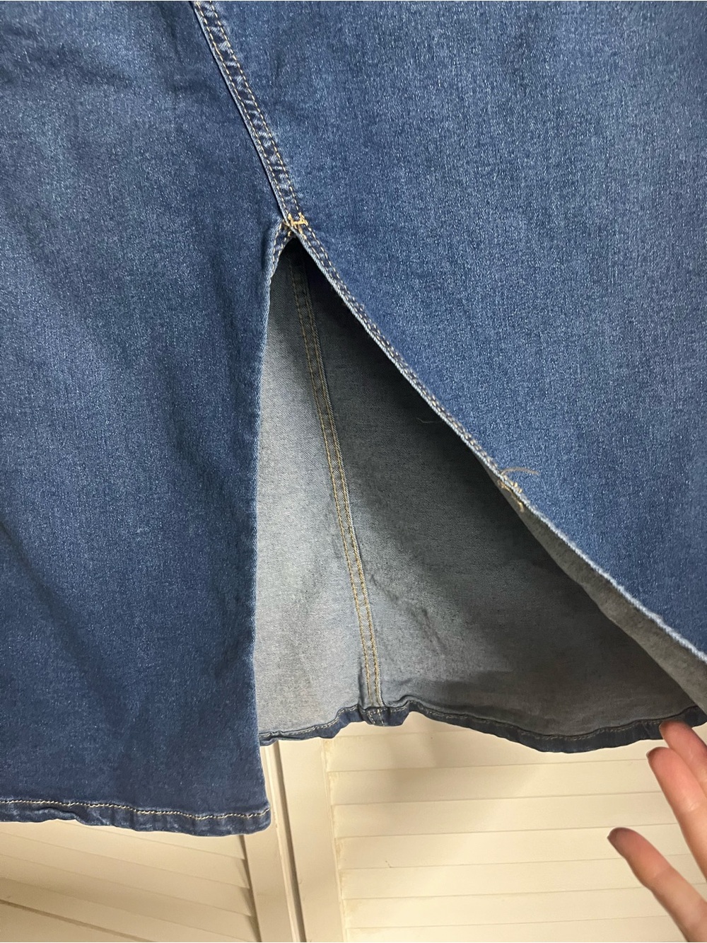 Vintage Serra Blue Denim Skirt with Front Button - Picture 4 of 9